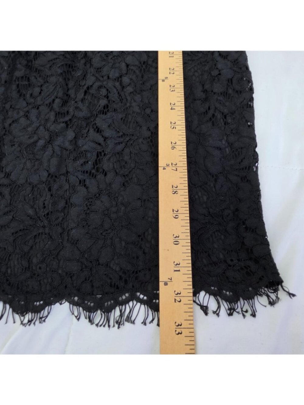 She+Sky Black Crochet Lace Dress Small Mock Neck Fringe Hem Boho Gothic Cocktail - Picture 5 of 13